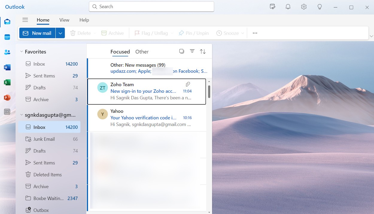 Giao diện Outlook
