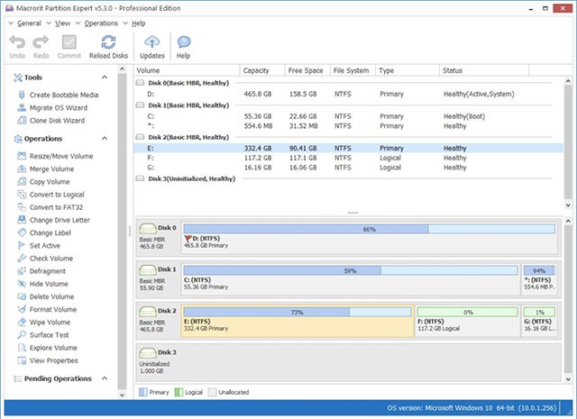 Giao diện phần mềm Macrorit Disk Partition Expert