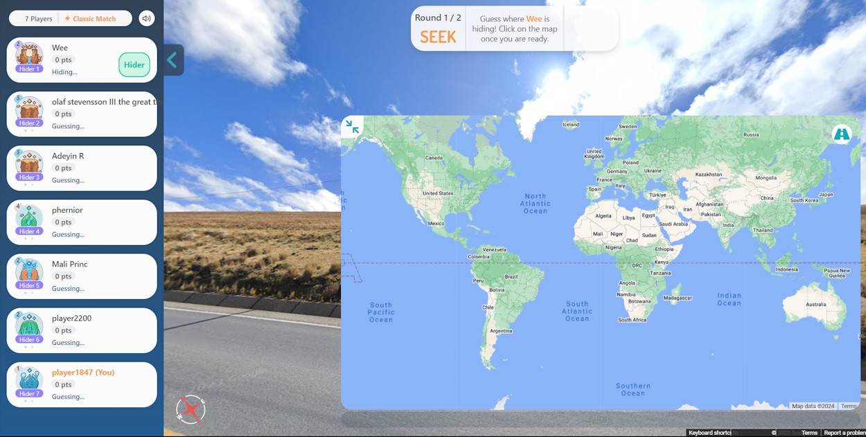 Giao diện và gameplay của Hide &amp; Seek World