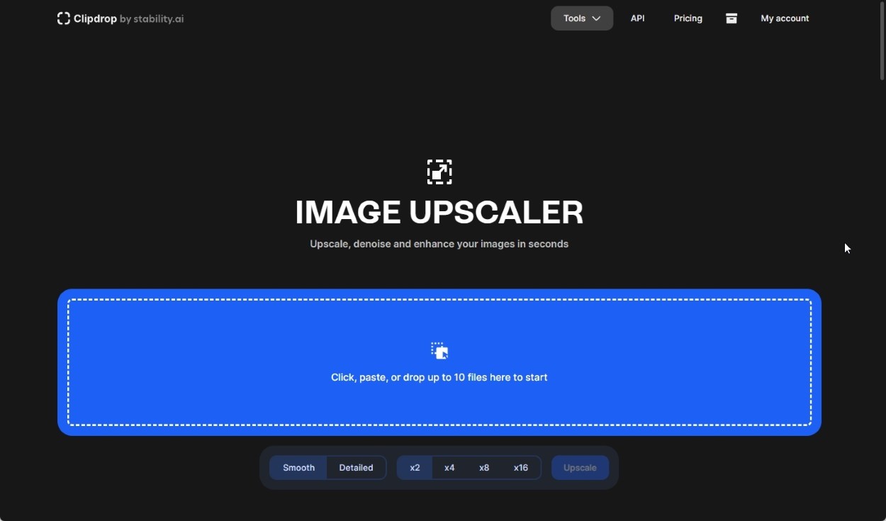 Giao diện web Image Upscaler by Stability AI