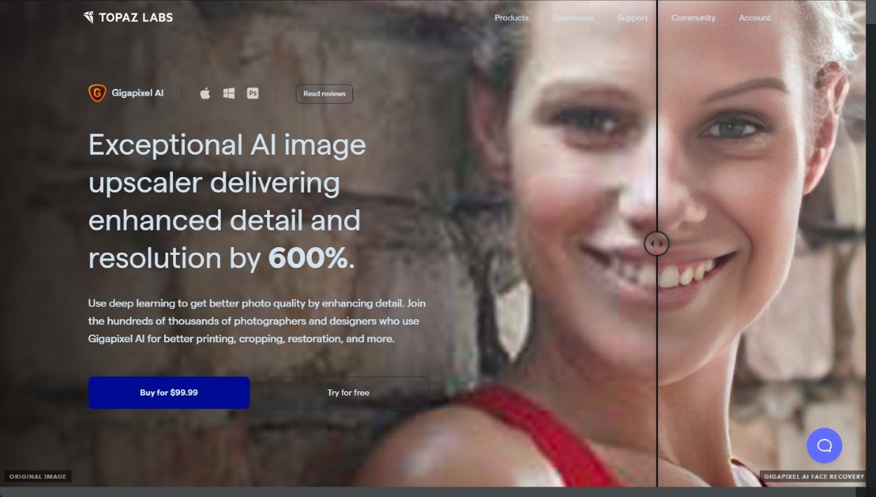 Giao diện web Topaz Gigapixel AI