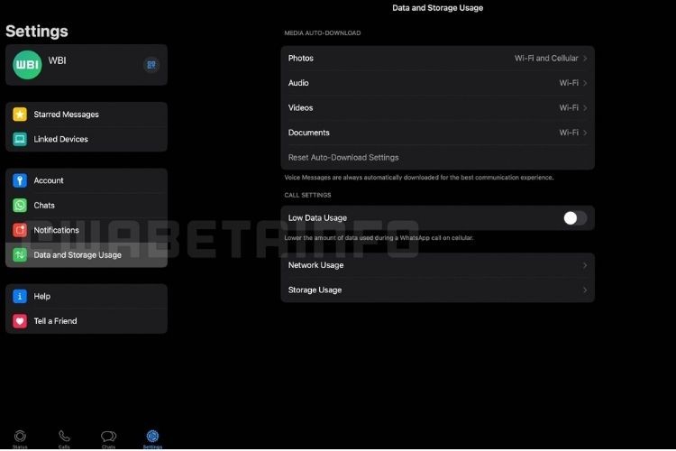 Giao diện WhatsApp trên iPad