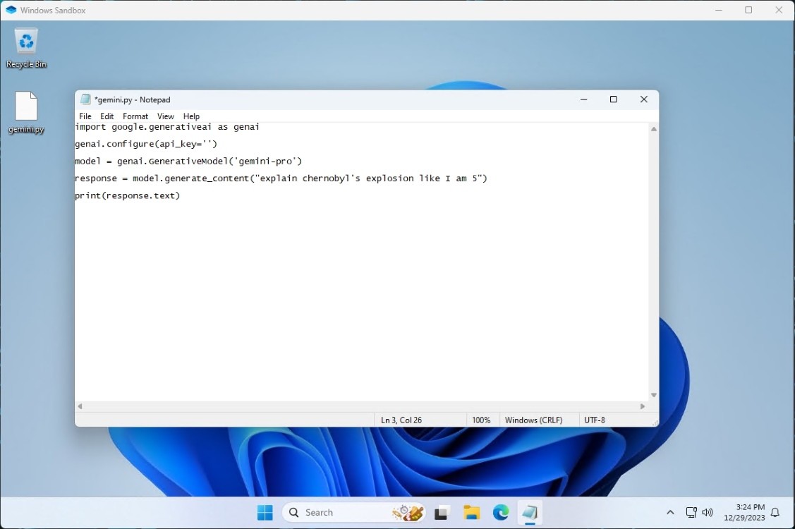 Giao diện Windows Sandbox