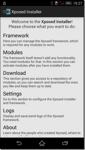 Giao diện Xposed Framework