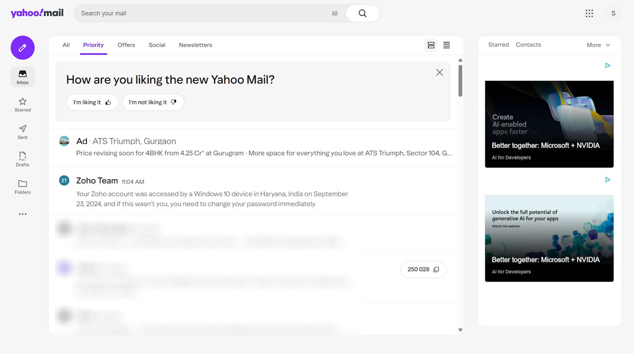 Giao diện Yahoo Mail