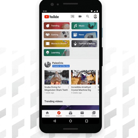 Giphy Animation of YouTube Explore Tab