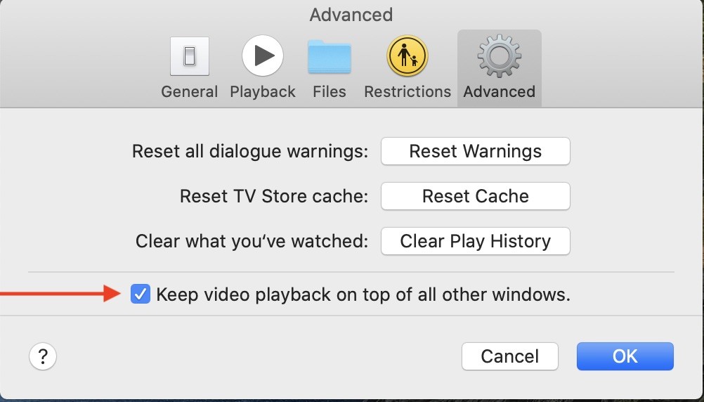 Giữ phát lại video trên đầu các video khác