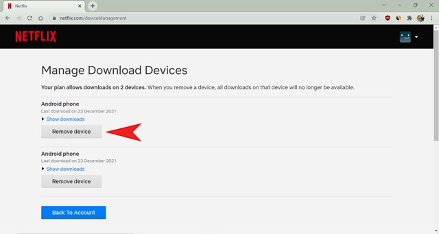 Gỡ thiết bị tải xuống khỏi Netflix