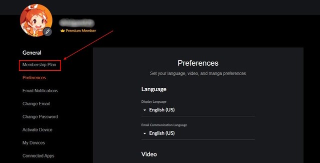 Gói thành viên trên Crunchyroll