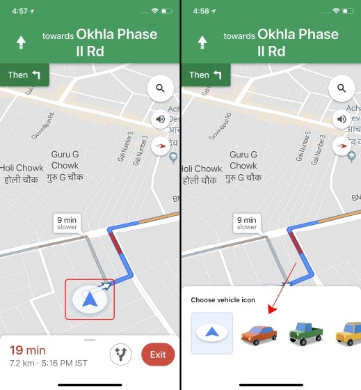 Google Maps: Thay Đổi Mũi Tên Điều Hướng Thành Xe Ô Tô Trên Thiết Bị iOS