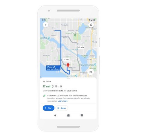 Google Maps hiển thị tuyến đường thân thiện với môi trường