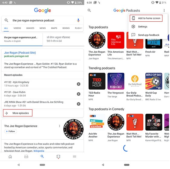 Google Podcasts - Giao diện ứng dụng