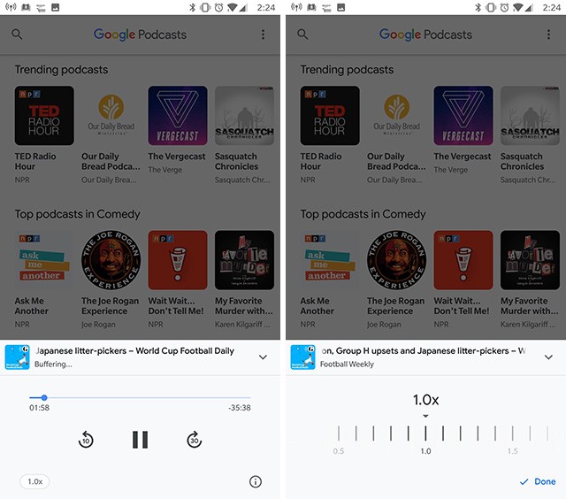 Google Podcasts Review: Giao diện phát lại của Google Podcast