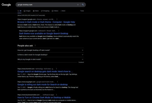 Google thử nghiệm chế độ tối đen tuyền trên Google Search cho máy tính để bàn