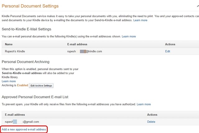 Gửi bằng email Kindle