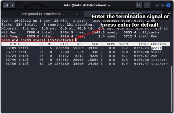 Gửi tín hiệu kết thúc bằng lệnh top trong Linux