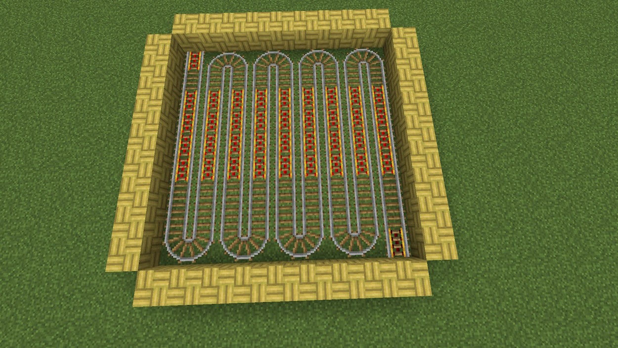 Hệ thống đường ray hoàn chỉnh cho farm lúa mì trong Minecraft