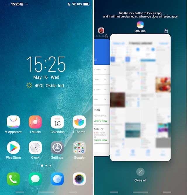 Hình ảnh giao diện cử chỉ điều hướng trên Vivo V9