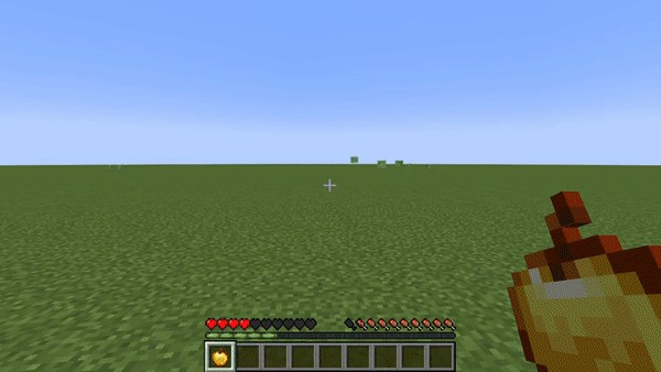 Hình ảnh người chơi ăn táo vàng trong Minecraft