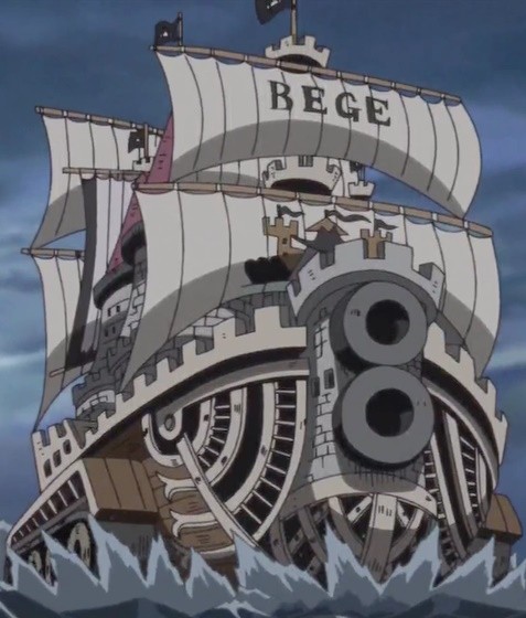 Hình ảnh tàu hải tặc Nostra Castello trong One Piece, pháo đài di động của băng hải tặc Fire Tank.