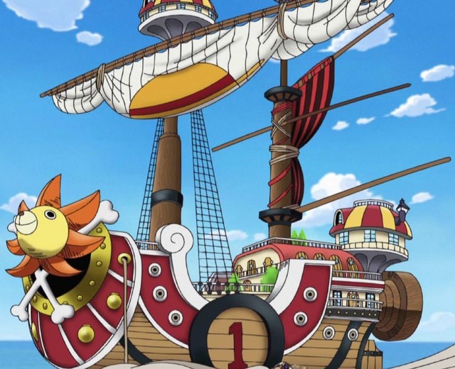 Hình ảnh tàu hải tặc Thousand Sunny trong One Piece, con tàu hiện đại và đa năng của băng Mũ Rơm.