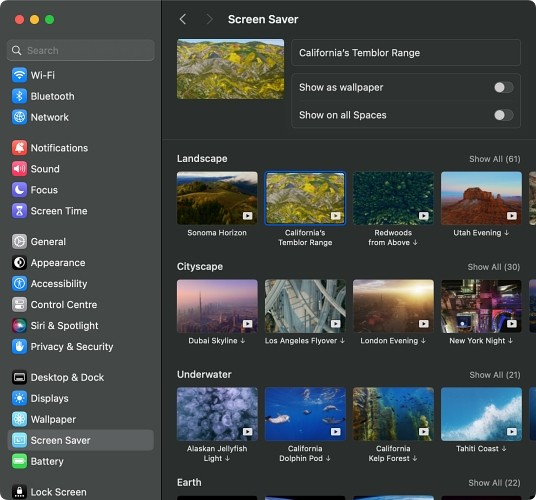 Hình nền động Aerial trên macOS Sonoma