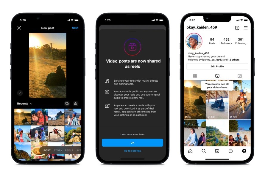 Instagram chuyển đổi bài đăng video thành Reels