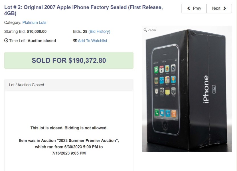 iPhone 4GB Đầu Tiên Được Bán Với Giá Hơn 150,000 USD!