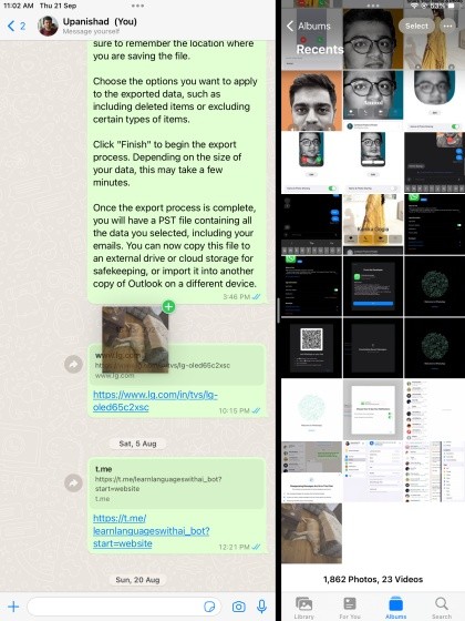 Kéo và thả tệp trên WhatsApp iPad