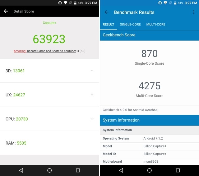Kết quả benchmark Billion Capture+