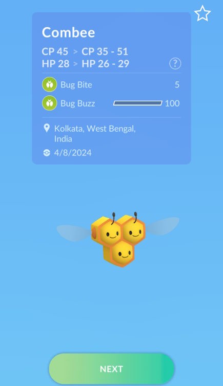 Khi bạn chọn một Pokémon, nó sẽ hiển thị các chỉ số cho Pokémon đó