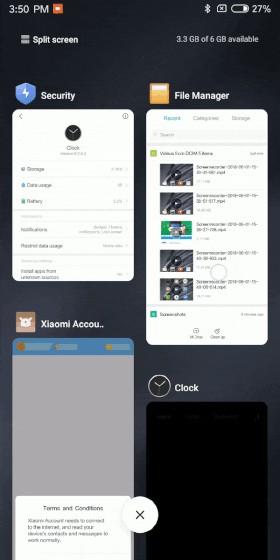 Khóa ứng dụng trong menu Recents trên MIUI 10