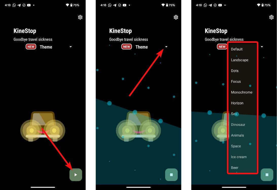 Khởi động KineStop và tùy chỉnh giao diện