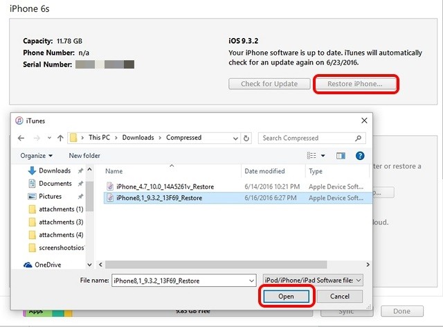 Khôi phục bằng file IPSW
