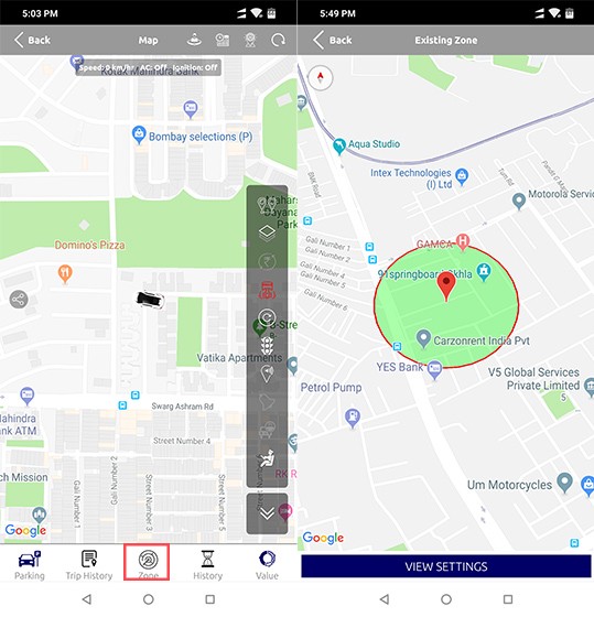 Khu vực an toàn trên LetsTrack Premium