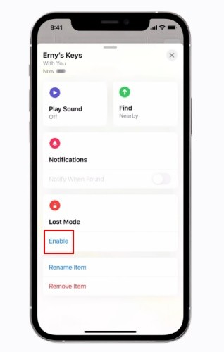 Kích hoạt Chế Độ Mất cho AirTag