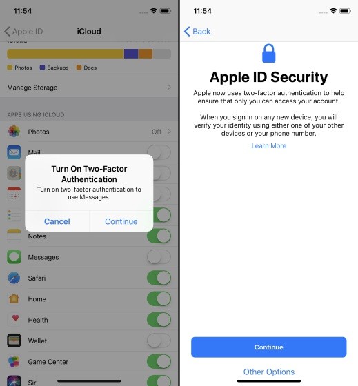 Kích hoạt iMessages trong iCloud trên iOS 11.4