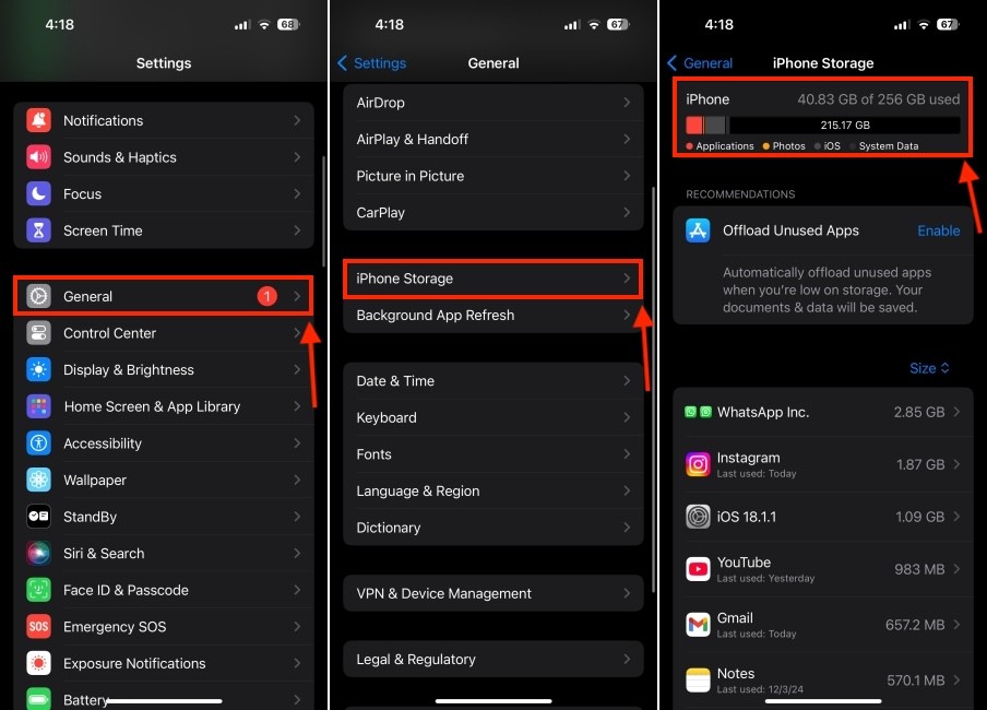 Kiểm tra dung lượng iPhone