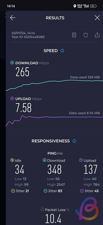 Kiểm tra tốc độ 5G trên Dimensity 7050