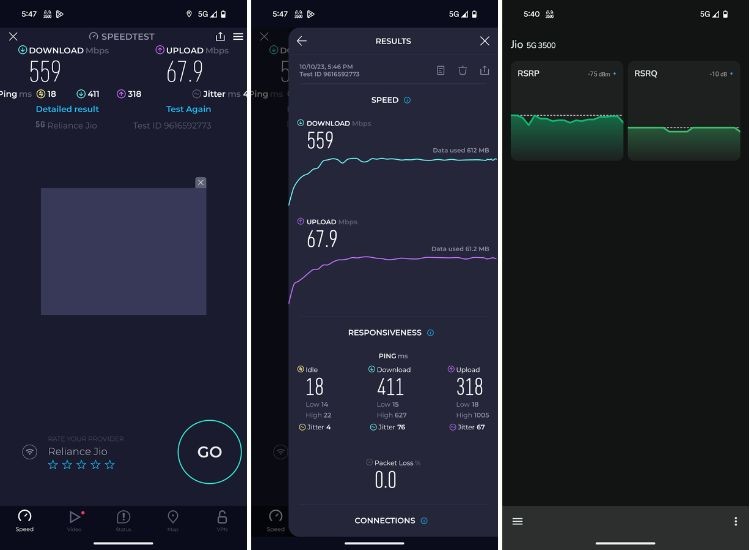Kiểm tra tốc độ 5G trên Tensor G3
