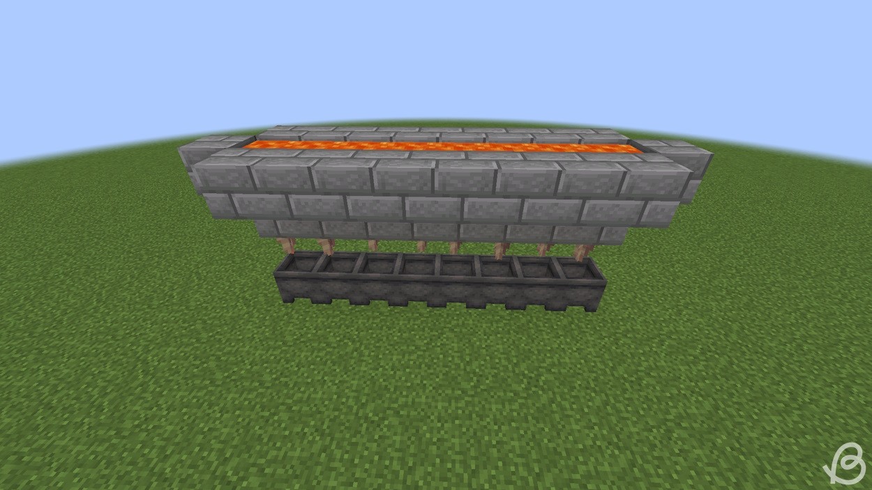 Lava được thêm vào khu vực chứa, trang trại lava đã hoàn thành trong Minecraft