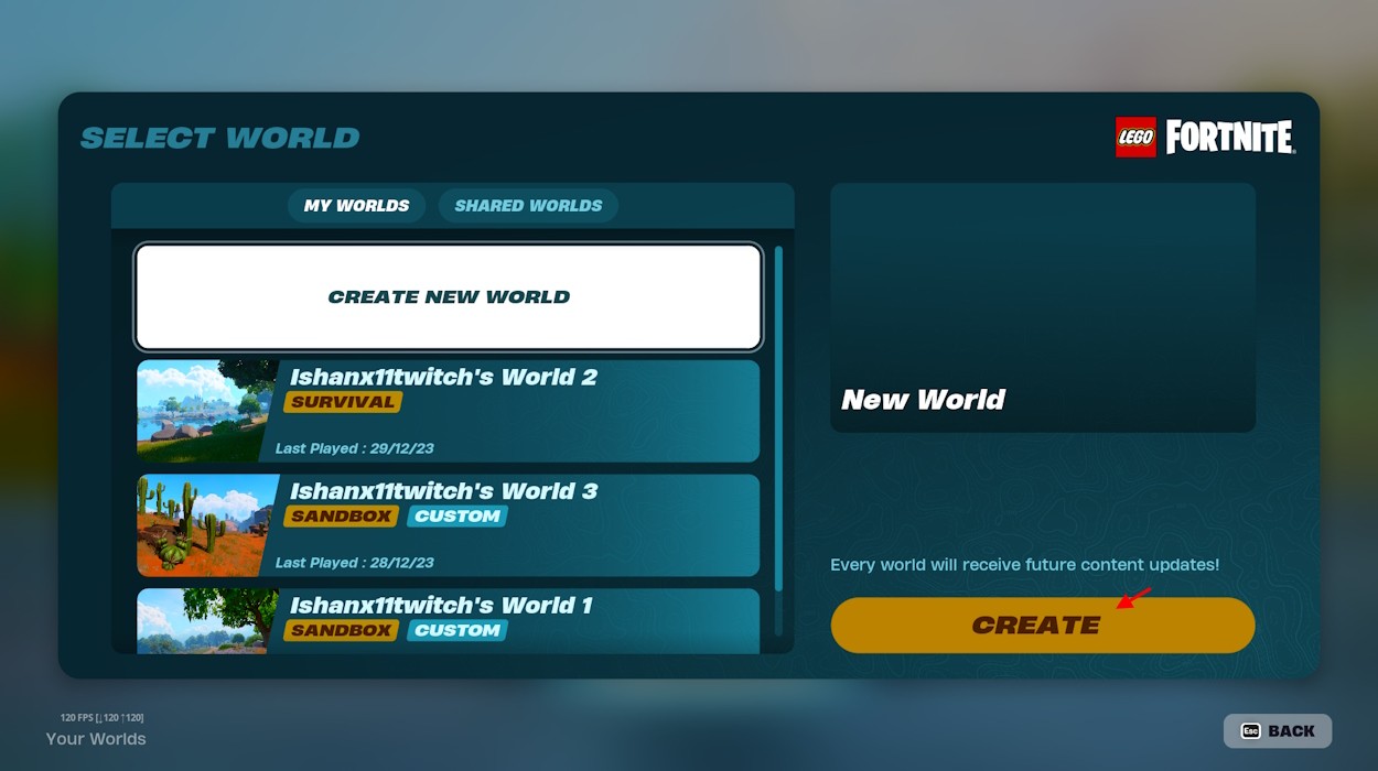 LEGO Fortnite create a new world