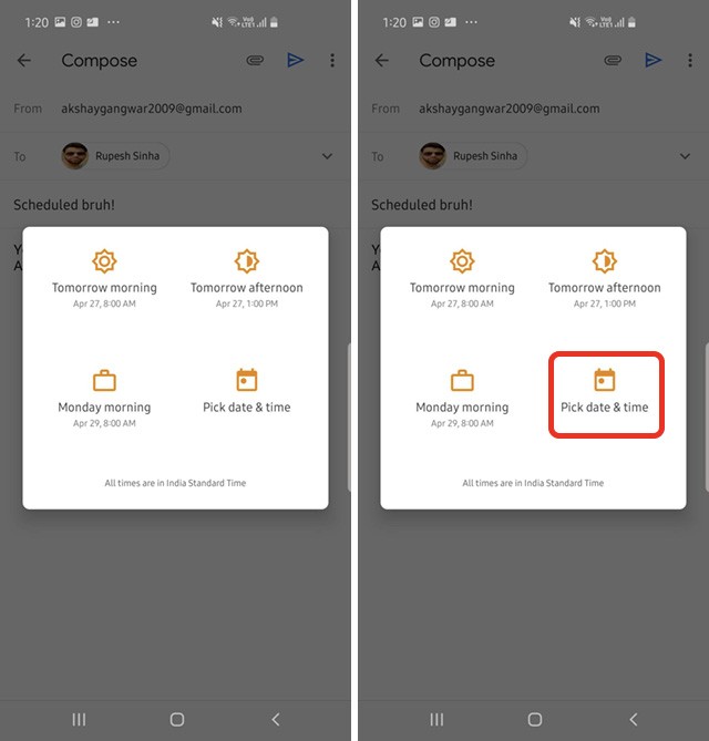Lên lịch gửi email trên ứng dụng Gmail bước 2