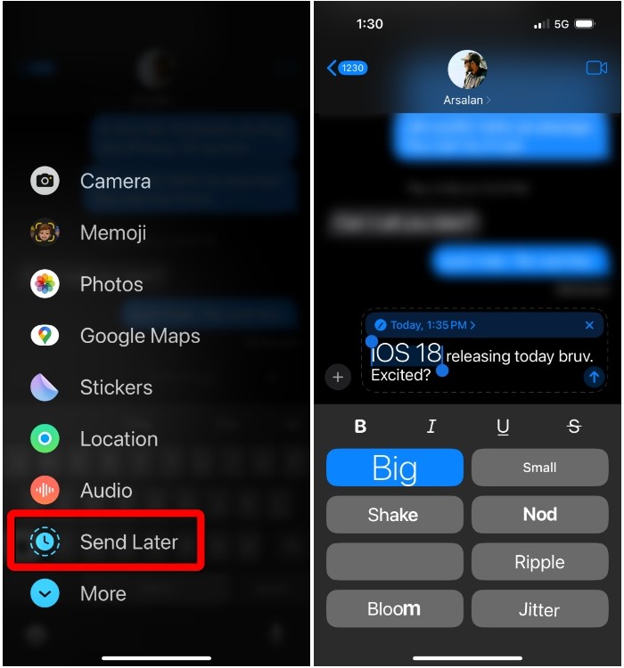Lên lịch tin nhắn và định dạng văn bản trên iOS 18