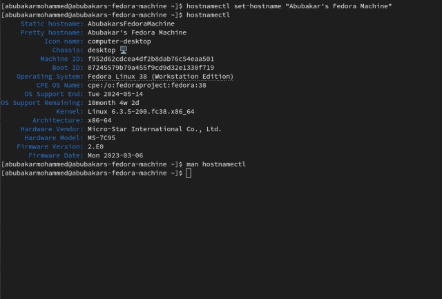 Lệnh hostnamectl để thay đổi hostname