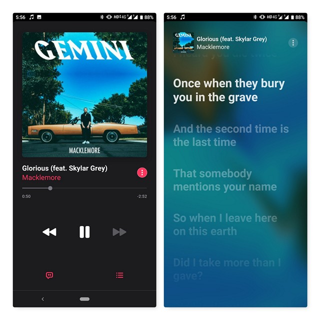Lời bài hát trực tiếp trên Apple Music