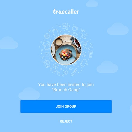 Lời mời chat nhóm Truecaller