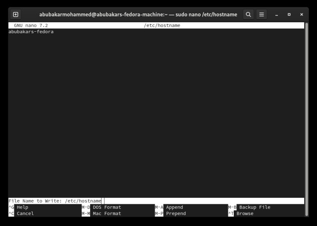 Lưu file hostname