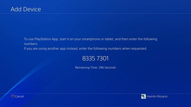 Mã 8 chữ số hiển thị trên PS4, cần nhập vào ứng dụng trên điện thoại