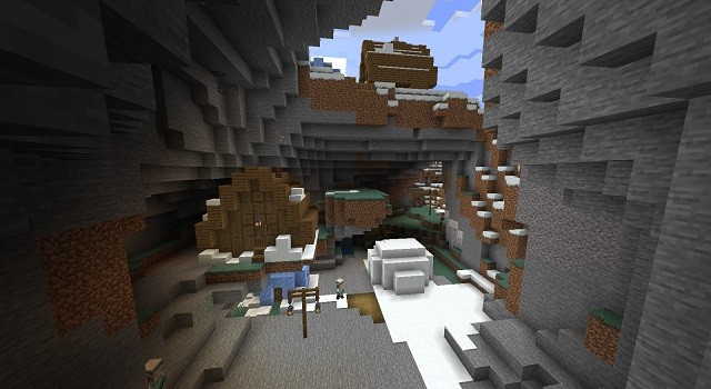 Mắc kẹt trong băng trong Minecraft 1.18.1, một ngôi làng tuyết lớn với nhà ở ngầm
